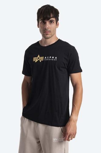 Βαμβακερό μπλουζάκι Alpha Industries Koszulka Alpha Industries Label 118502FP 03 χρώμα: μαύρο