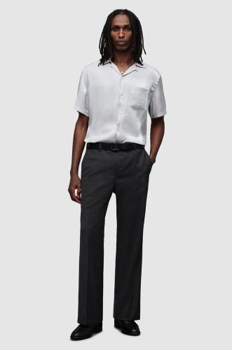 Μάλλινα παντελόνια AllSaints Mount χρώμα: μαύρο