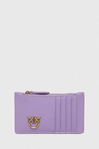 Δερμάτινο πορτοφόλι Pinko γυναικεία, χρώμα: μοβ