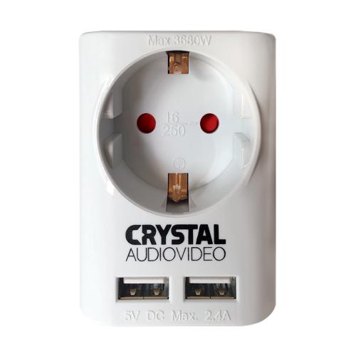Crystal AudioΜΟΝΟΜΠΡΙΖΟ CRYSTAL AUDIO+2USB WH