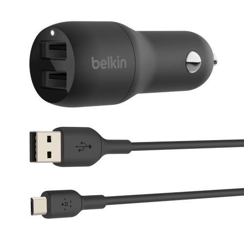 BelkinBELKIN DUAL USB-A CAR CHARGER 1M PVC BLK