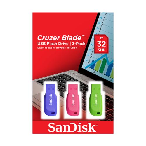 SandiskUSB STICK SANDISK BLADE 3-PACK 32GB USB2