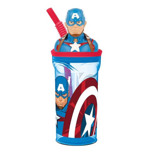 Stor Ποτήρι με Καλαμάκι 3D Avengers Captain America 530-57766