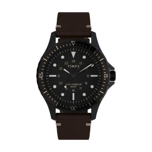 Timex Trend Navi XL Brown Leather Strap Ρολόι Χειρός