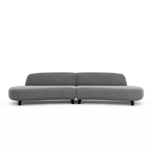 Εξαθέσιος καναπές από βελούδο stonewashed Μ112xΠ351xΥ75cm
