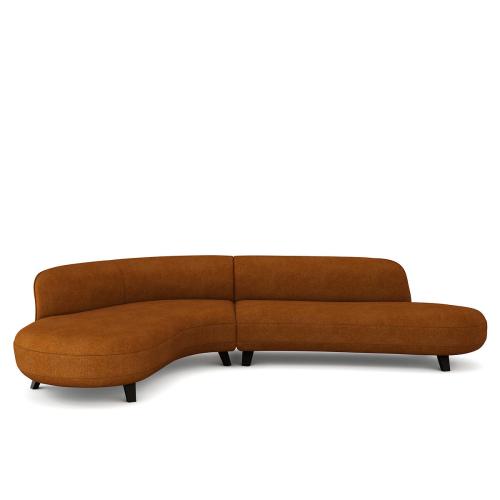 Γωνιακός καναπές με μελανζέ ψαθωτή ταπετσαρία Μ183xΠ277xΥ75cm