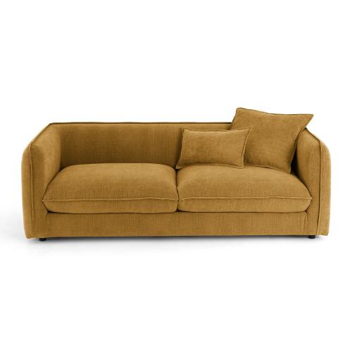 Τετραθέσιος καναπές με μελανζέ ταπετσαρία από πολυέστερ Μ100xΠ218xΥ71cm