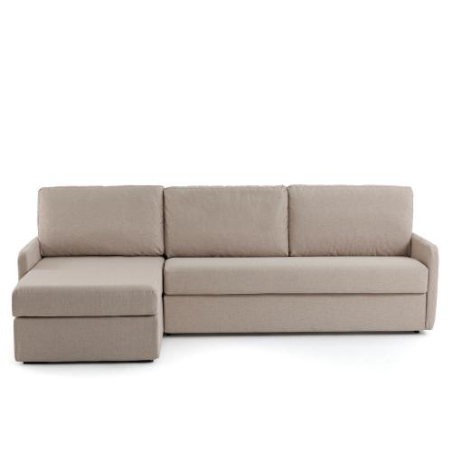 Γωνιακός καναπές-κρεβάτι με μελανζέ ταπετσαρία Μ160xΠ256xΥ90cm