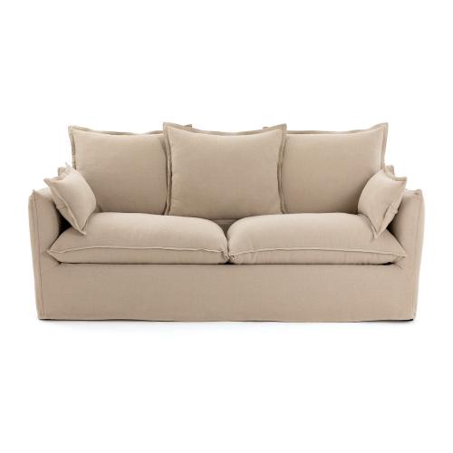 Πτυσσόμενος καναπές-κρεβάτι από χοντρό λινό ύφασμα με τεχνολογία Bultex Μ91xΠ166xΥ90cm