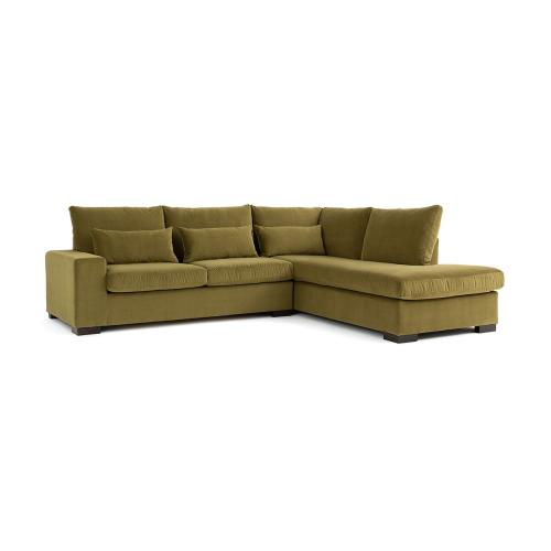 Γωνιακός καναπές από βελούδο με τεχνολογία Bultex Μ208xΠ245xΥ80cm