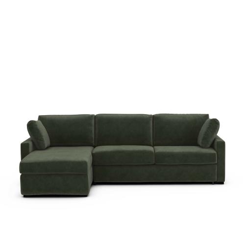 Γωνιακός καναπές-κρεβάτι από βελούδο με στρώμα τεχνολογίας Bultex Μ160xΠ265xΥ85cm