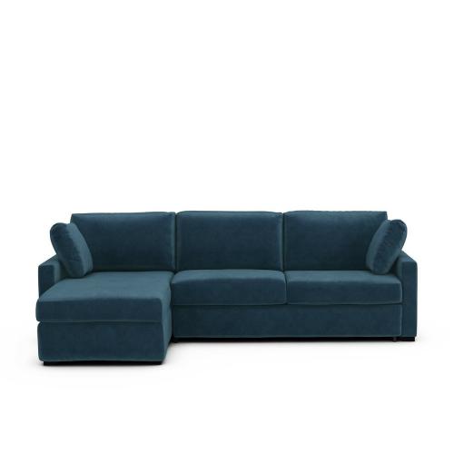 Γωνιακός καναπές-κρεβάτι από βελούδο με λάτεξ στρώμα