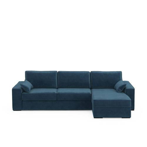 Γωνιακός καναπές-κρεβάτι από βελούδο με στρώμα αφρού