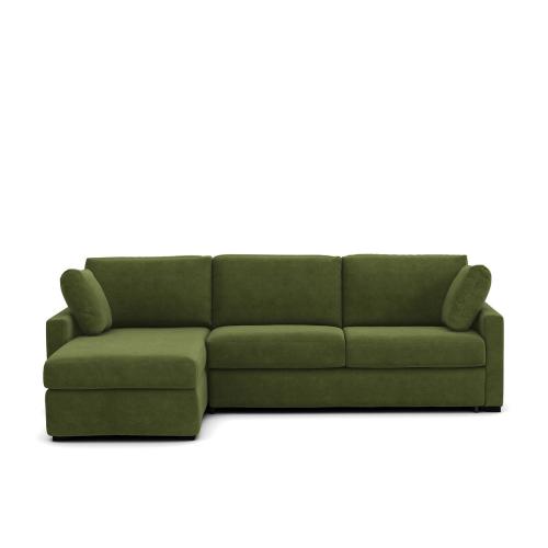 Γωνιακός καναπές-κρεβάτι από βελούδο με λάτεξ στρώμα