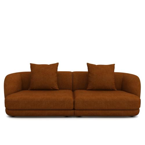 Πενταθέσιος καναπές με μελανζέ ψαθωτή ταπετσαρία