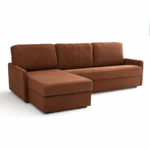 Γωνιακός καναπές-κρεβάτι με ανάγλυφη ταπετσαρία και στρώμα τεχνολογίας Bultex Μ160xΠ256xΥ90cm