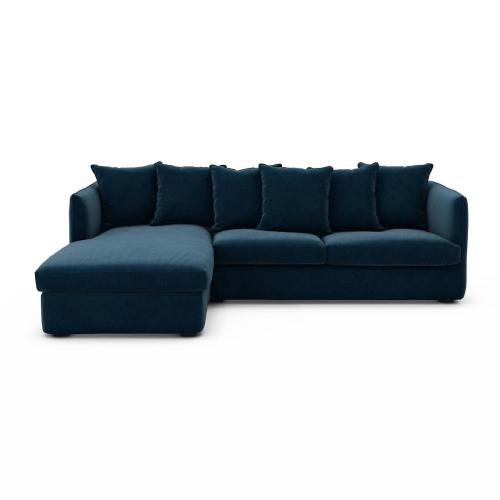 Γωνιακός πτυσσόμενος καναπές-κρεβάτι από βελούδο Μ95xΠ260xΥ82cm