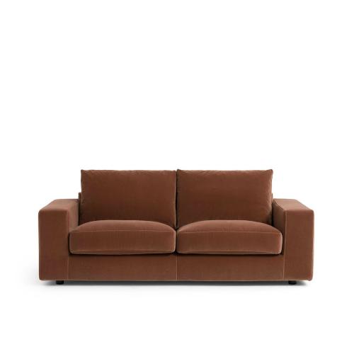 Τριθέσιος καναπές με βελούδινη ταπετσαρία Μ105xΠ217xΥ78cm