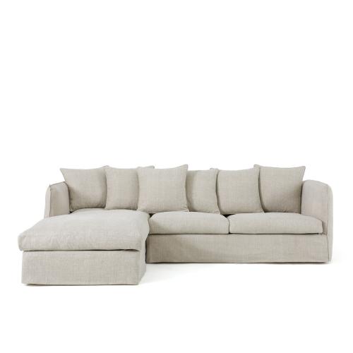Γωνιακός καναπές-κρεβάτι από βαμβάκι λινό Μ95xΠ260xΥ82cm
