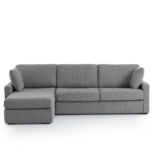 Γωνιακός καναπές-κρεβάτι με ανάγλυφη ταπετσαρία και στρώμα Bultex Μ160xΠ265xΥ85cm