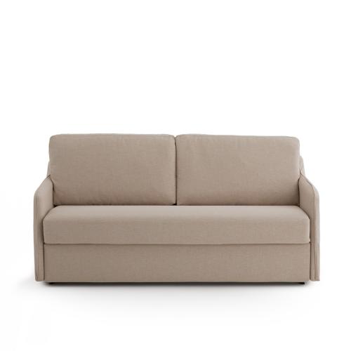 Καναπές-κρεβάτι με ανάγλυφη μελανζέ ταπετσαρία και στρώμα latex Μ98xΠ156xΥ90cm
