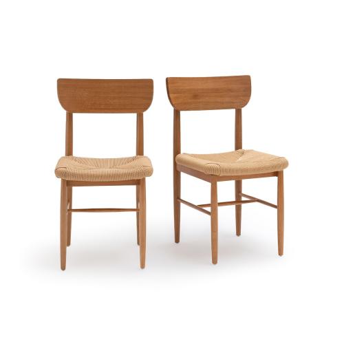 Σετ 2 καρέκλες από μασίφ ξύλο δρυ και πλεγμένο σχοινί Μ49cm