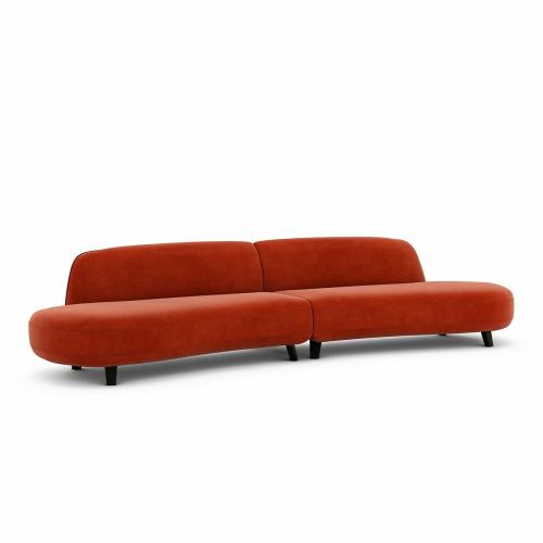 Εξαθέσιος καναπές από βελούδο Μ112xΠ351xΥ75cm