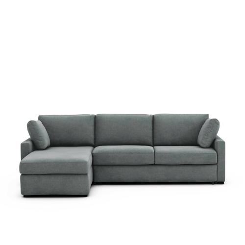Γωνιακός καναπές-κρεβάτι με ανάγλυφη ταπετσαρία και στρώμα τεχνολογίας Bultex Μ160xΠ265xΥ85cm