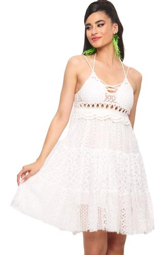 Boho Φόρεμα - Λευκό - LC046-Λευκό-One Size