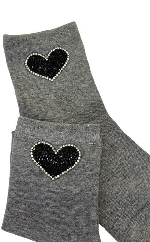 Κάλτσα Βαμβακερή Hearts - Γκρι - KA562331-Γκρί-37/40