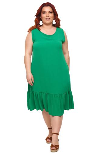 Plus Size Αμάνικο Φόρεμα Με Χρυσή Αλυσίδα - Πράσινο - LC3286-Πράσινο-One Size