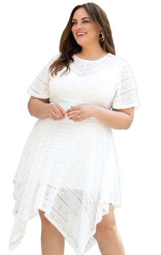 Plus Size Φόρεμα Hem - Λευκό - LC61371-1-Λευκό-3XL