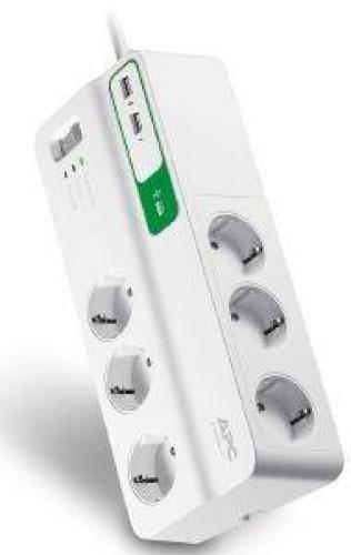 APC PM6U-GR ESSENTIAL SURGEARREST 6 OUTLETS WITH 5V 2.4A 2 PORT USB CHARGER 230V WHITE ΜΕ ΔΙΑΚΟΠΤΗ