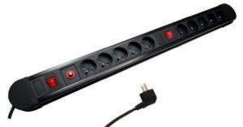 MACLEAN MCE10 10-SOCKET POWER STRIP WITH 2 SWITCHES 1.5M BLACK ΜΕ ΔΙΑΚΟΠΤΗ
