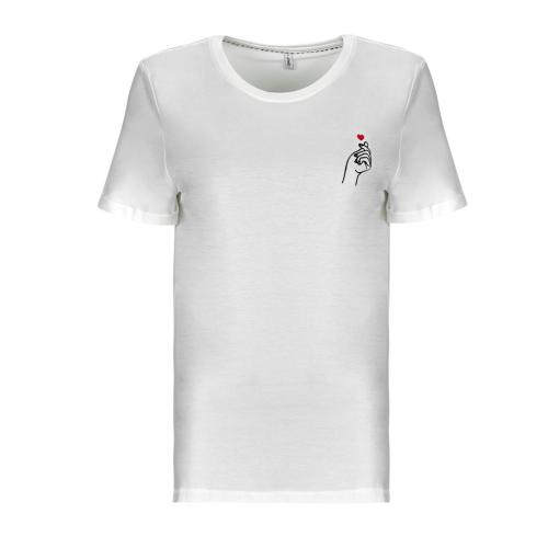 T-shirt με κοντά μανίκια Only ONLSILLE S/S HEART TOP CS JRS