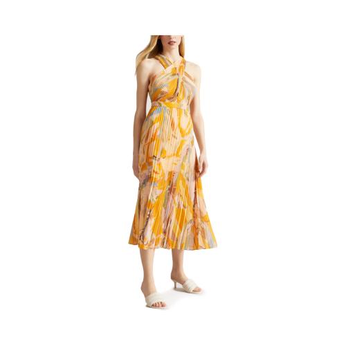 Φορέματα Ted Baker ANSA CROSS FRONT PLEATED MIDI DRESS WOMEN