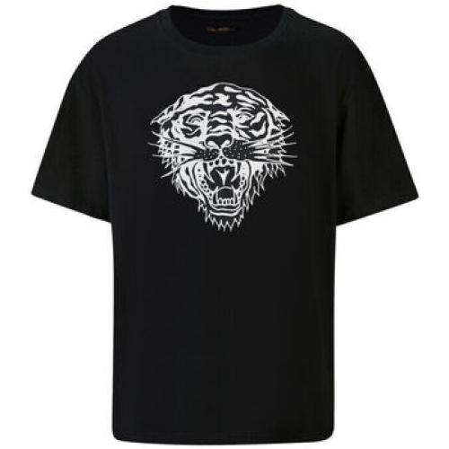 Αμάνικα/T-shirts χωρίς μανίκια Ed Hardy Tiger glow tape crop tank top black