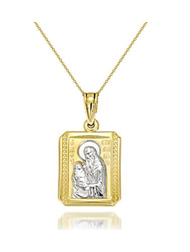 Χρυσό κολιέ 9 καρατίων διπλής όψης με το εντούτο νίκα και τον Άγιο Στυλιανό