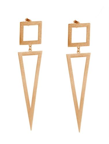 Μοντέρνο ζευγάρι σκουλαρίκια γεωμετρικό σχέδιο από ρόζ επιχρυσωμένο ασήμι
