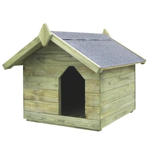 Ξύλινο Σπίτι Με Ανοιγόμενη Οροφή Για Μικρό Σκύλο Medium - Φιστικί/Γκρι