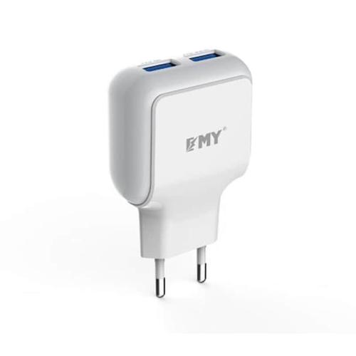 Network Charger, Emy My-220, 5v 2.4a, Universal , 2xusb, Without Cable – 14402