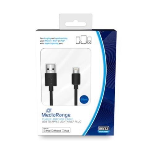 Καλώδιο Mediarange Charge And Sync, Usb 2.0 To Apple Lightning® Plug, 50cm, Black (mrcs179)