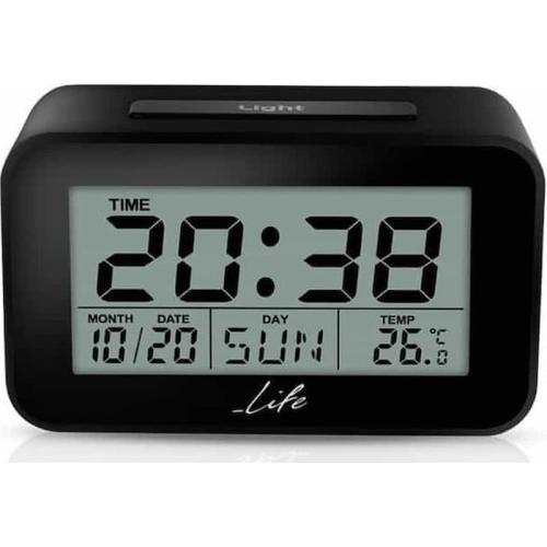 Ψηφιακό Ρολόι / Ξυπνητήρι Με Οθόνη Lcd, Θερμόμετρο, Ημερολόγιο Life Acl-201