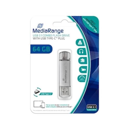 Mediarange Mr937 Usb Flash Drive 64 Gb Usb Type-a / Usb Type-c 3.2 Gen 1 (3.1 Gen 1) Silver
