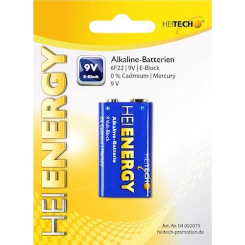 Heitech Alkaline Battery 1/pack 9v E-block