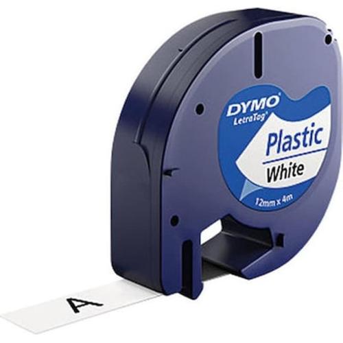 Dymo Letratag Plastic Tape White 12mm X 4m 91221