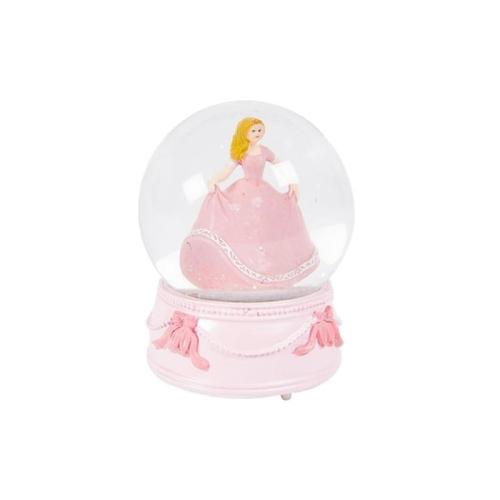 Μουσική Παιδική Χιονόμπαλα Παιδική Με Πριγκίπισσα, Σε Ροζ Χρώμα, 10x14 Cm