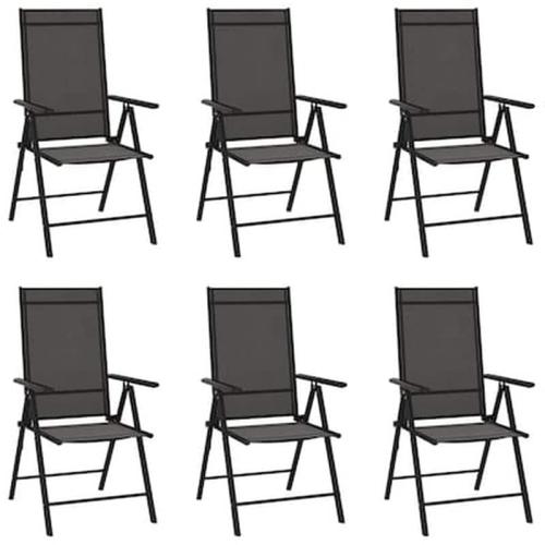 Vidaxl Καρέκλες Κήπου Πτυσσόμενες 6 Τεμ. Μαύρες Από Textilene