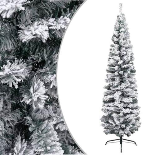 Vidaxl Χριστουγεννιάτικο Δέντρο Slim Χιονισμένο Πράσινο 180 Εκ. Pvc