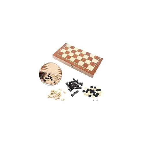 Ξύλινο Επιτραπέζιο Παιχνίδι Σκάκι Και Τάβλι, 25x25 Cm